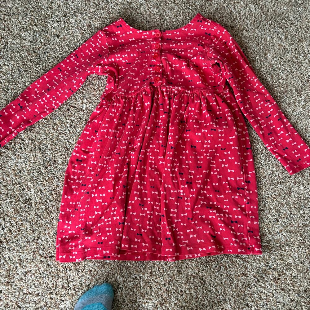 Hanna Andersson Red Pink Bow Design Cotton Dress 130cm US 8